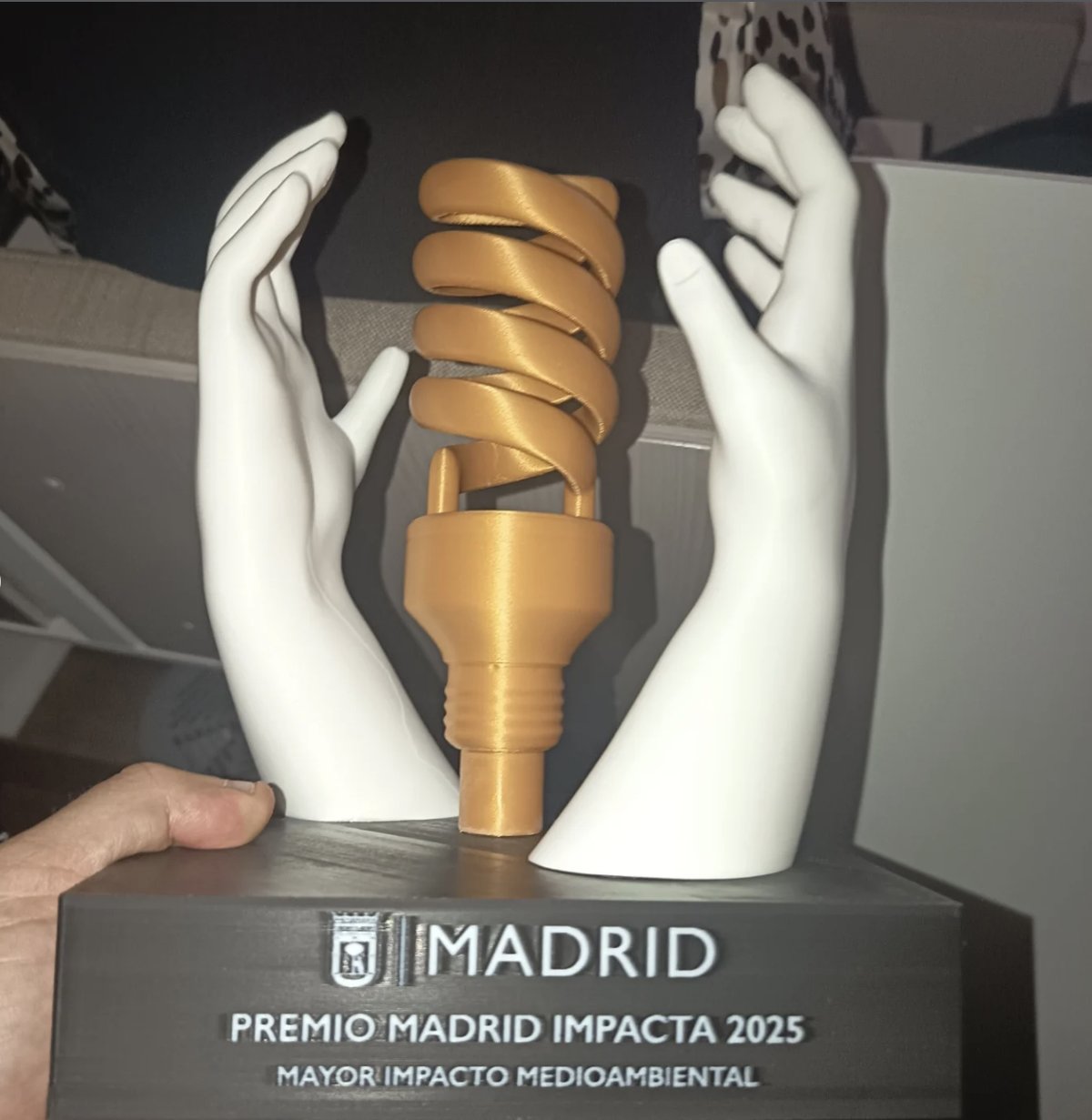 Trofeo del Premio Madrid Impacta 2025 al Mayor Impacto Medioambiental